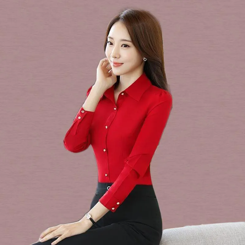 Red formal 2025 blouse