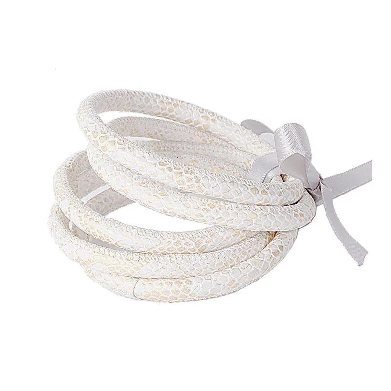 Charm Bracelets 5Pcs Bohemia Glitter Jelly Bangle Bracelet Set Bowtie PU Leather Hoop 45BC_ipsvogv.com