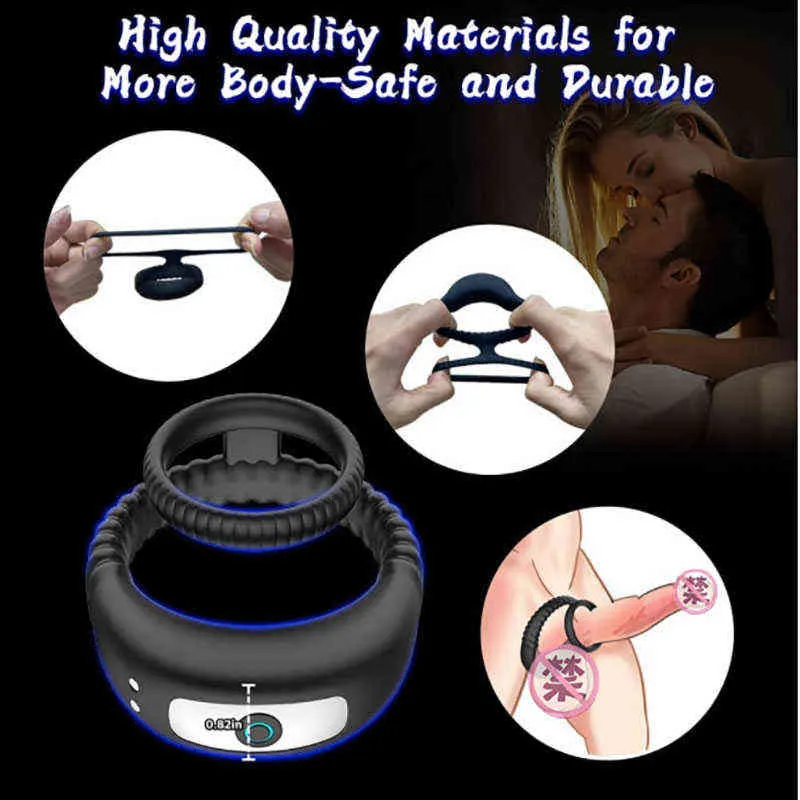 Nxycoockrings herrlås fin ring fördröjning krage vuxna produkter usb laddning vibration massage manliga onani enhet sexleksaker 1126