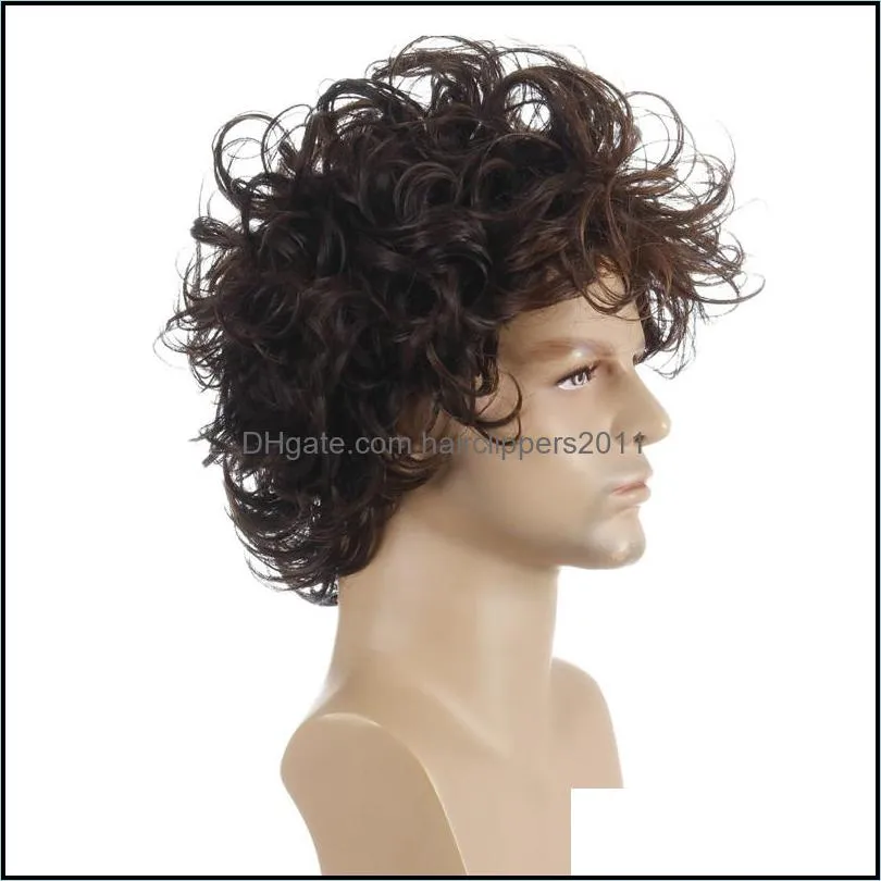 11 inches Men`s Synthetic Wig Mix Color Pelucas Perruques de cheveux humains Simulation Human Remy Hair Wigs WIG-M29