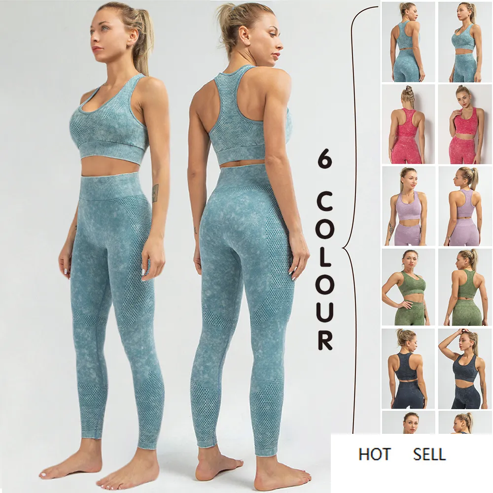 Yoga sem costura set mulheres fitness sportswear elástico esportes sutiãs e leggings de cintura alta ginásio mulheres