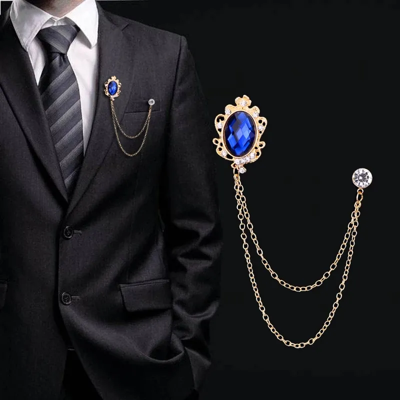 Mens suit chain brooch discount