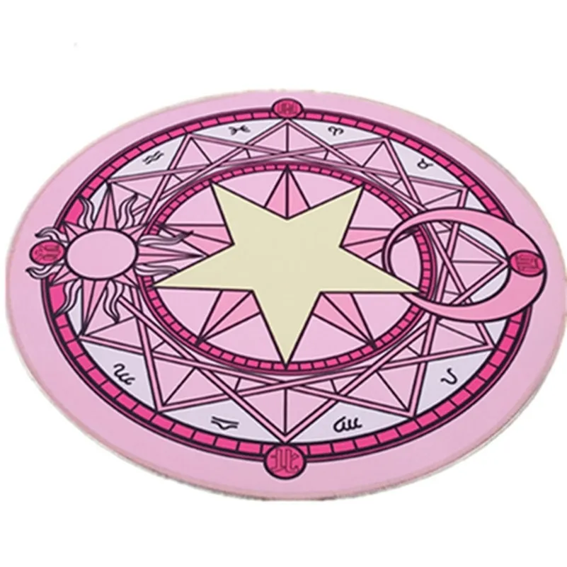 Cartoon Card Captor Sakura Teppich Magic Array Teppich Fußmatte Anti-Rutsch-weiche Spielmatte Plüsch Prinzessin Runde Teppiche Bodenmatte 210301