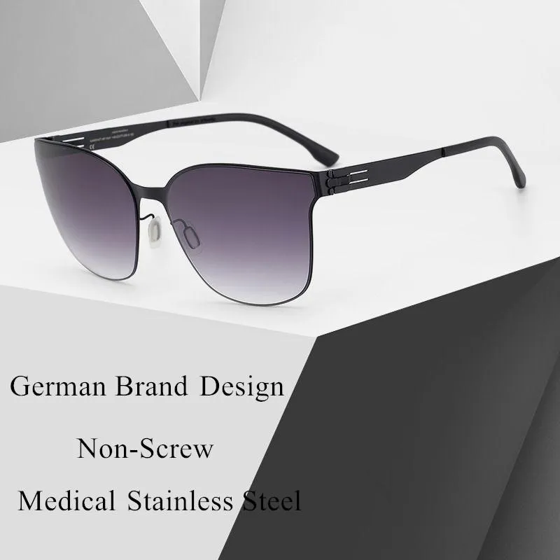 Solglasögon 2021 Tyska Märke Design Män Polariserad Non-Skruv Rostfritt Stål Solglasögon Ram Super Light Eyewear Sunny