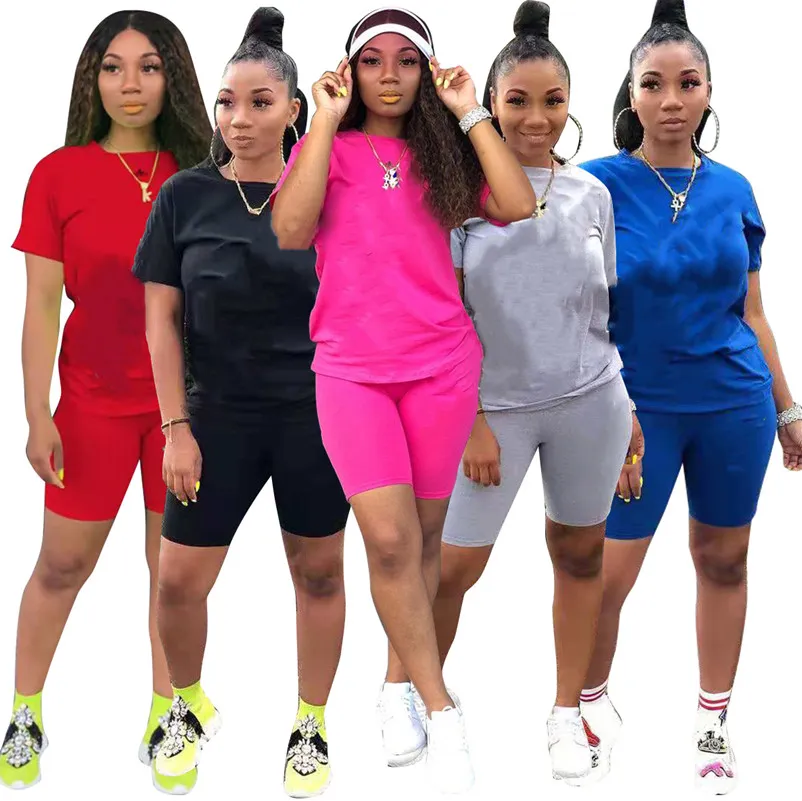 nieuwe zomer trainingspakken dames joggingpakken korte mouwen t-shirts + korte broek hardlopen tweedelige set plus maat 2xl outfits casual sportkleding zwarte sportsets 4634