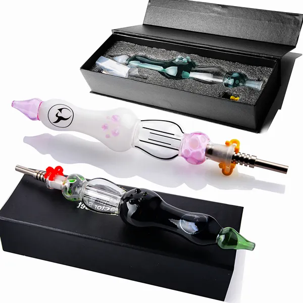 9 inches pink kit hookah rig concentrate pipes water glass bongs smoking accessories with box