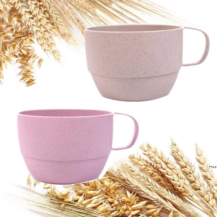 Eco-Friendly Wheat Straw Drinking Cup With Handle - Green Creative Mug For Coffee & Tea