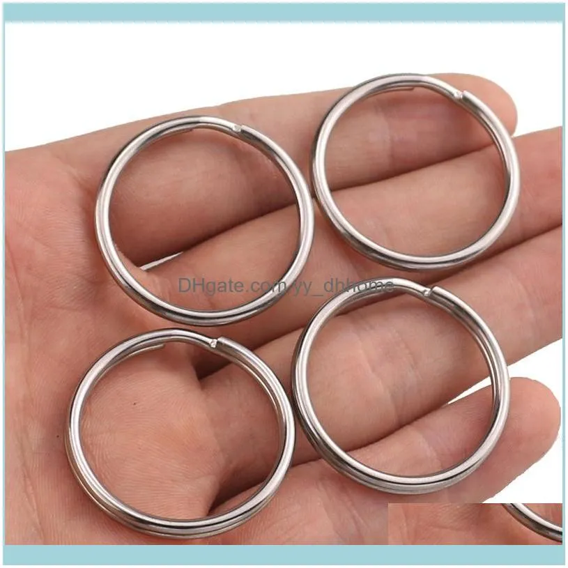 Joyería de anillos, 10 unidades por lote, llavero con agujero de acero inoxidable de 15/20/25/28/30/32/Mm para mujer, cadena redonda dividida, regalos para hombres, envío directo 2021 Eub