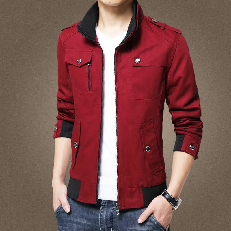 New Red Casual Mäns Jacka Coat Military Jacket Men Male Plus Size Winter Pilot Jackor Fashion Veste Homme Brand Outwear Coat X0621