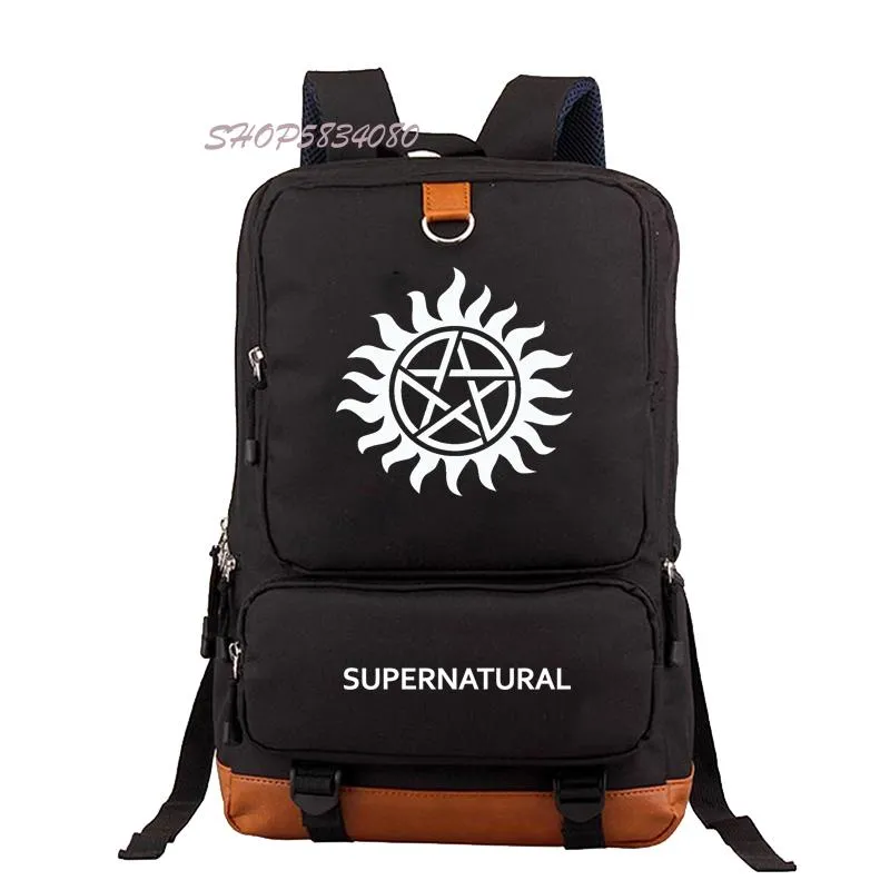 DHgate Supernatural Canvas School Backpack for Men and Women Durable Travel Bag with Laptop Compartment Bags Luggage Accessories