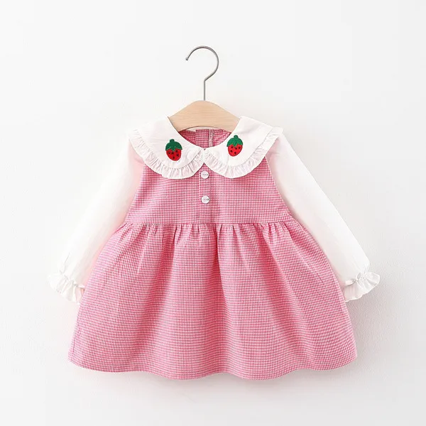 2021 Höst Baby Dress Girl Clothes 1 År Birthday Princess Plaid Långärmad Klänningar för Baby Girls Kläder Toddler Vestidos Q0716