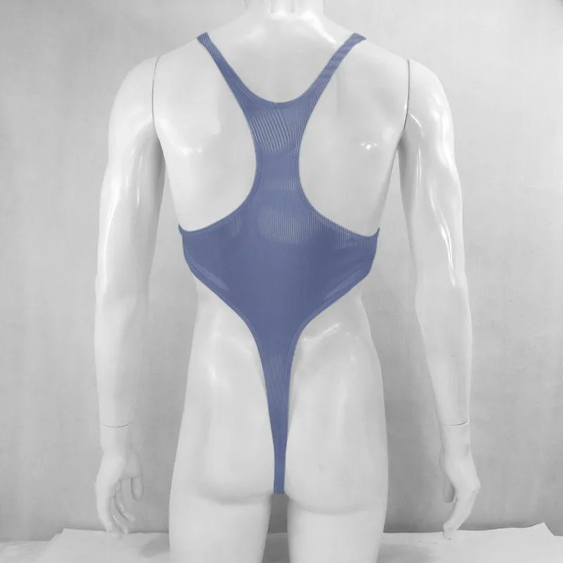 R428 Hot Mens Thong Bodysuit Stretch Strechy Lace Floral High