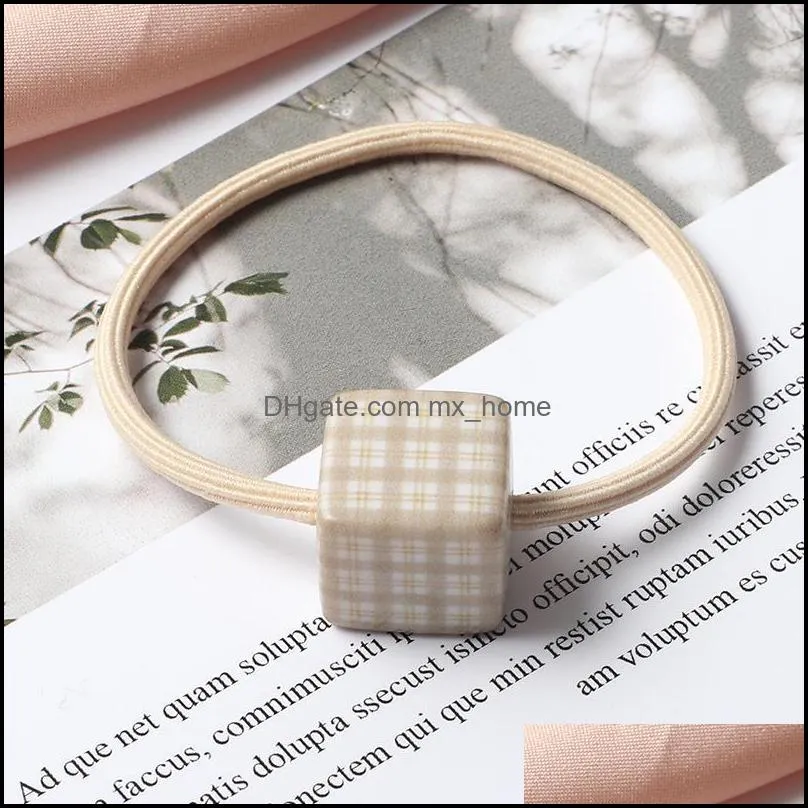 Hair Accessories Square Grid Elastic Bands Scrunchie Girls Women Ponytail Ornaments Color Rubber Band Headband