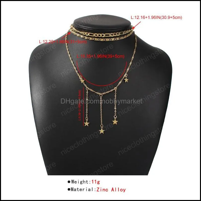 Boho Multi-Element Crystal Necklace For Women Various Styles Chains Neck Star Tassel Fashion Party Jewelry Gift