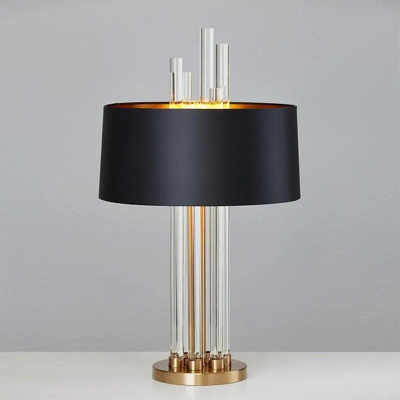 Moderne Luxus-Licht-Glas-Designer-Tischlampe für Wohnzimmer, Schlafzimmer, Nachttisch, Stoff-Lampenschirm, Heimbeleuchtung, Fixtrues E27