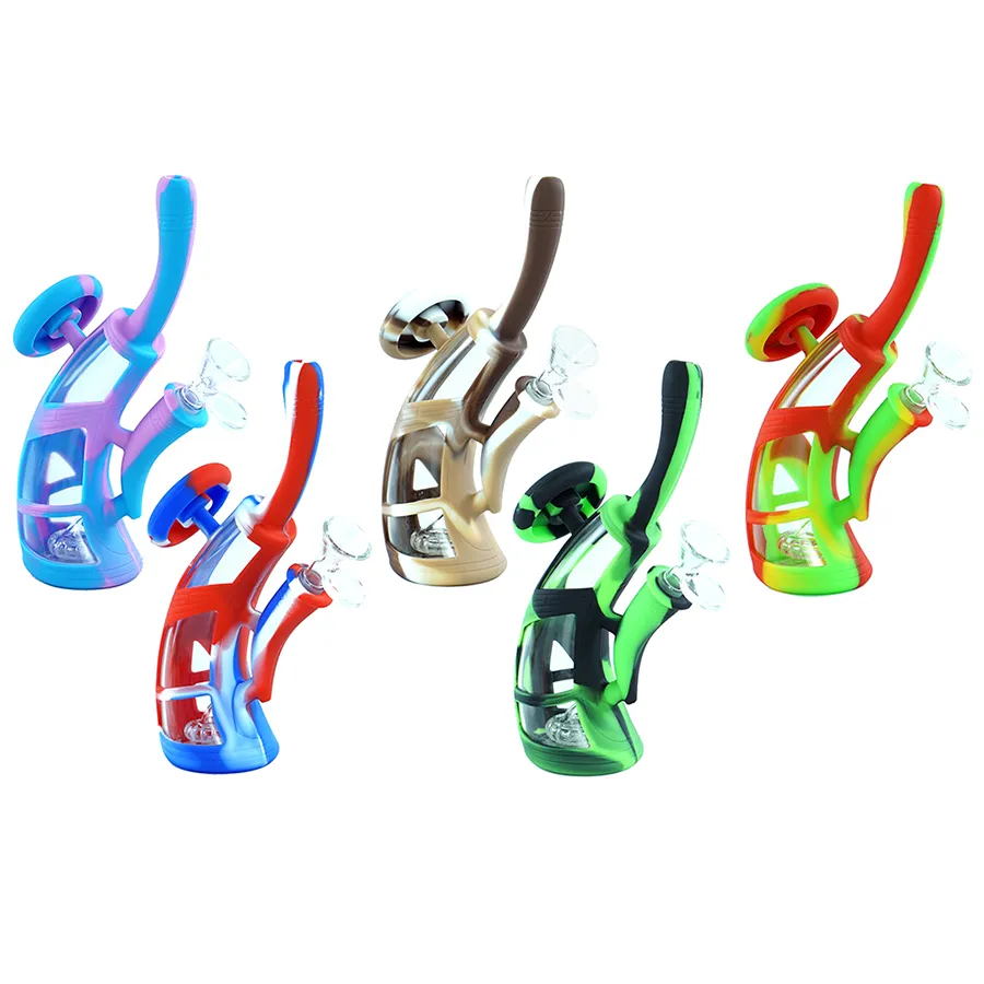 Wasserpfeife einzigartiges Design Raucherzubehör Silikonpfeife Tabakpfeifen Dab Rig mit Glasschale