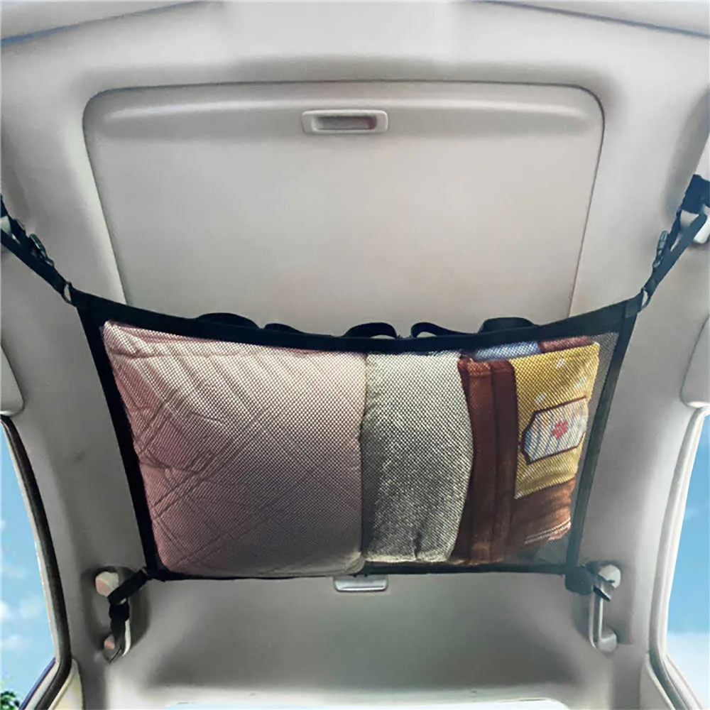 Universele Multifunctionele Auto Plafond Opslag Net Pocket Auto Dak Interieur Cargo Net Bag met Rits Auto Trunk Opbergtas