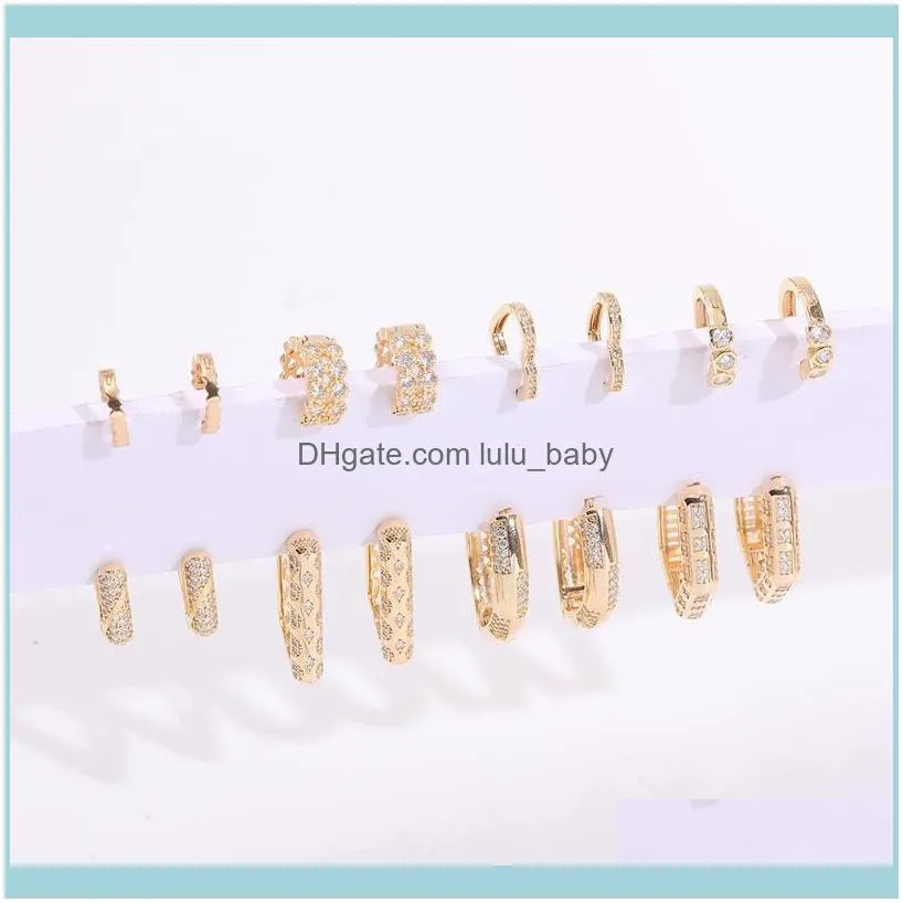 Hoop & Huggie Luxury Gold Earrings For Women Statement Heart Geometric CZ Crystal Korean Wedding Jewelry Gift1