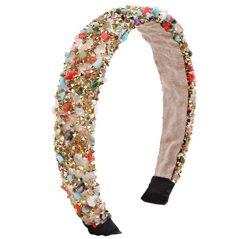 Retro Hair Hoop Natural Healing Crystal Stone Headband Sponge Leopard Print Woman Fashion Hair Band Accessories 7 6dx K2B