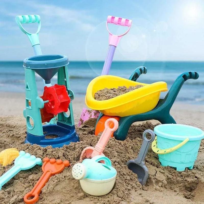 Giocattoli da spiaggia per bambini giocare all'acqua sabbia scatola set kit tavolo secchio estate gioco carrello ragazzo ragazza y0809