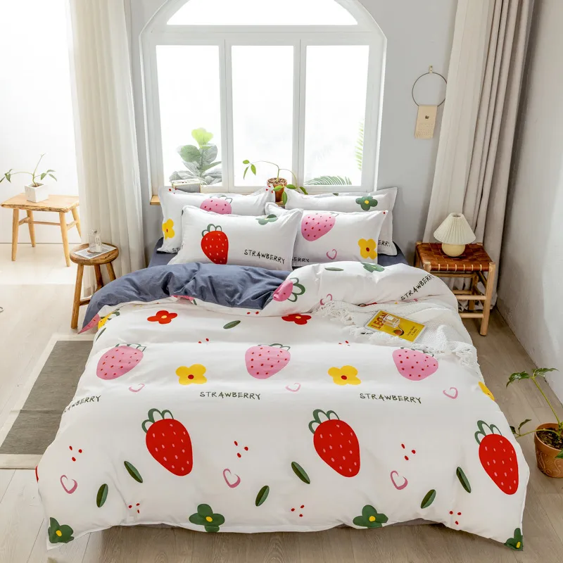 Série rafraîchissante Literie Set Double Single Winter Housse de couette Ensemble de draps Ensemble d'oreillers Lit Vêtements Fleur Bedset King Size 210309