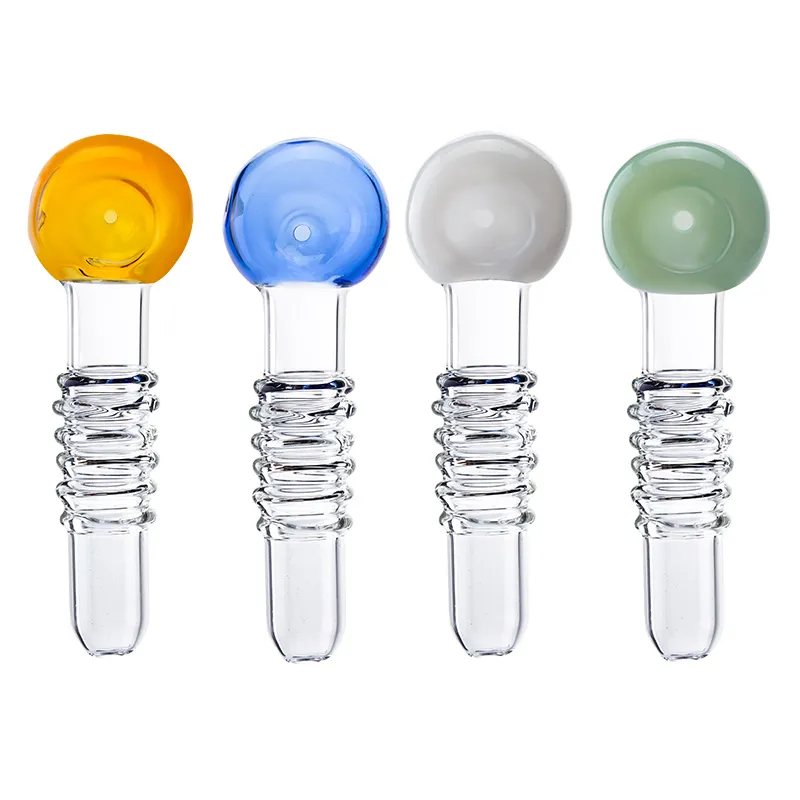 Y074 Smoking Pipe Side Air Hole 5 Rings Anti-Rolling Tobacco Spoon Glass Pipes Smooth Airflow About 4.1 Inches Length