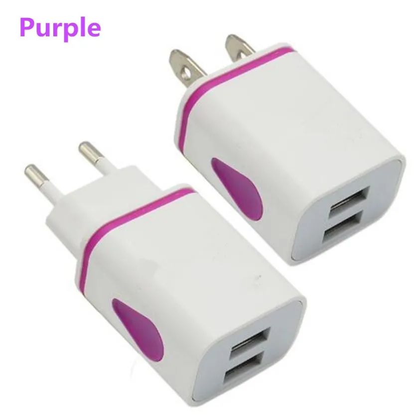 Flash Light Dual usb ports Universal US EU AC home wall charger adapter power 2.1A+1A for Samsung note10 s10 s9 s8 note9 note8 HTC Xiaomi