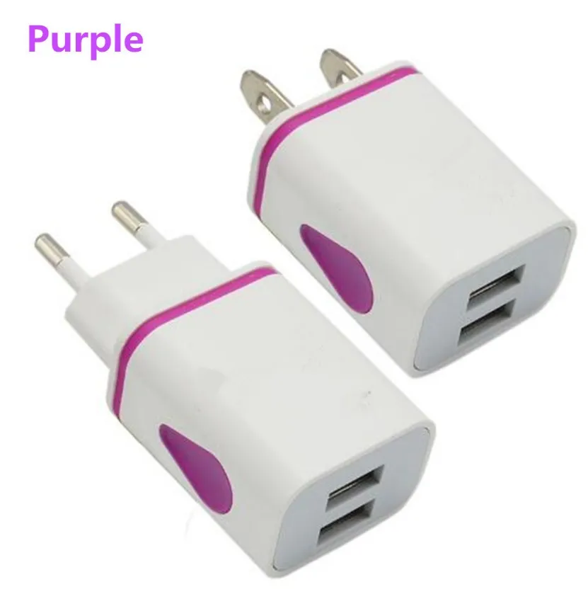 Flash Light Dual USB-portar Universal US EU: s AC Home Wall Charger Adapter Power 2.1a + 1a för Samsung Not10 S10 S9 Note9 Note8 HTC Xiaomi