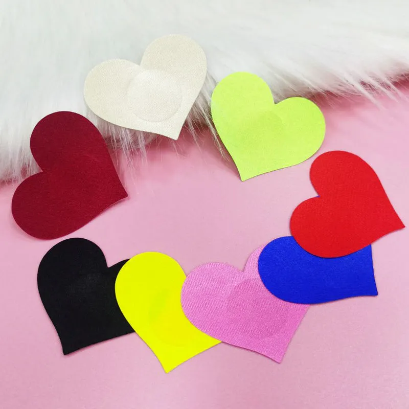 Disposable Self Adhesive Colorful Heart Invisible Bra Tops Breast Petals Chest Patches Nipple Cover
