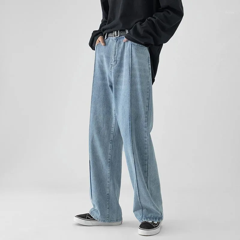 Męskie dżinsy Czarne Niebieskie Baggy Mężczyźni Moda Bawełna Casual Nogi Streetwear Loose Hip-Hop Proste Dżinsowe Spodnie Męskie M-3XL