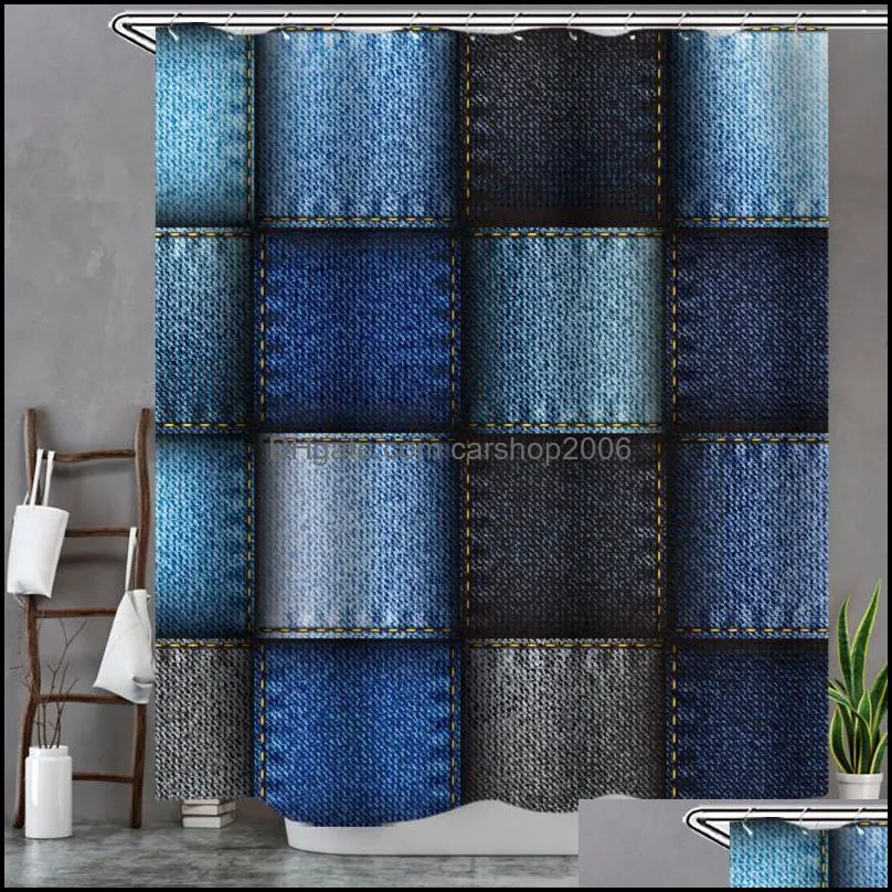 Shower Curtains 3D Lattice 2 Color Curtain Bathroom Polyester Waterproof Green Plant 180x200cm With Hook Cortina