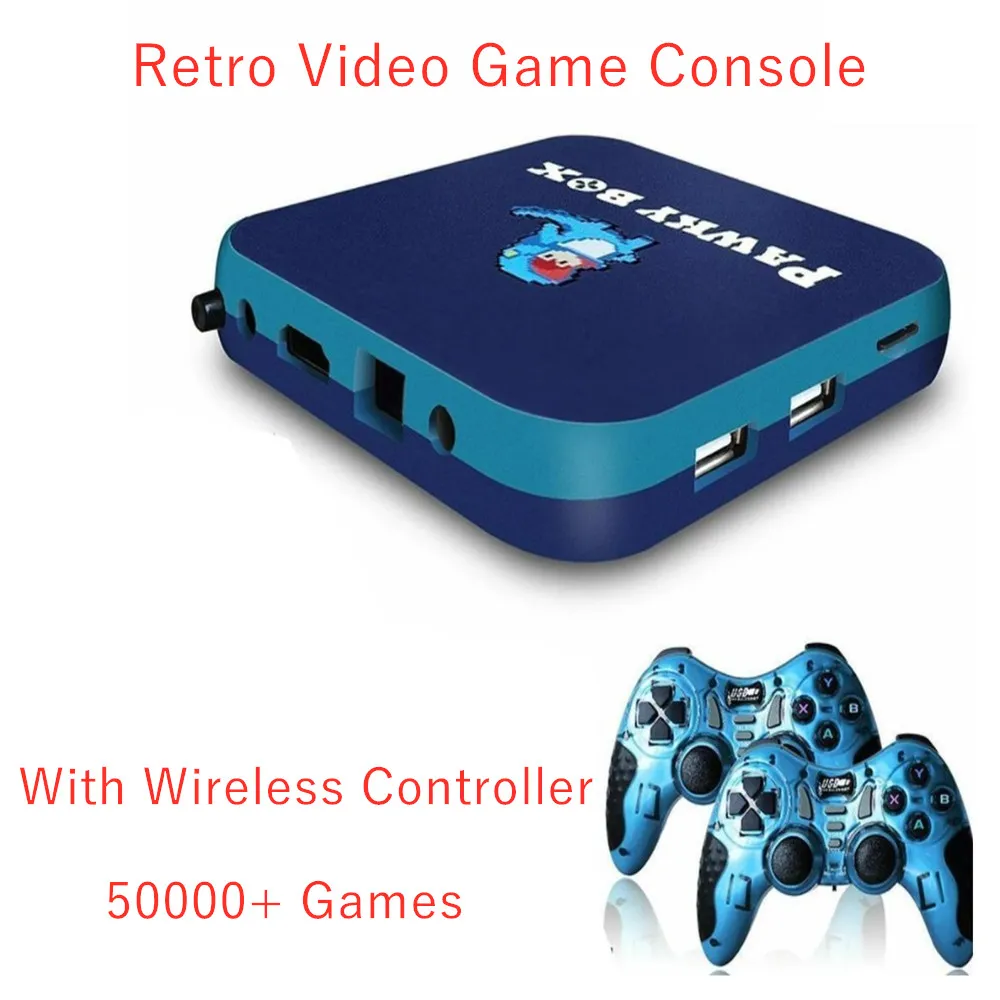 Pakky Box Super Game Console для PS1 / DC / N64 / PSP 50000+ Ретро игнористы с беспроводными контроллерами 4K Wi-Fi TV Out Video 3D Gaming Consols Детские подарки Gamebox