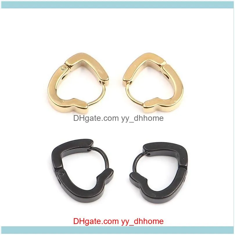 8Seasons 304 Stainless Steel Hoop Earrings Black Gold Silver Color Geometric Heart Hexagon Women Party Club Jewelry & Huggie