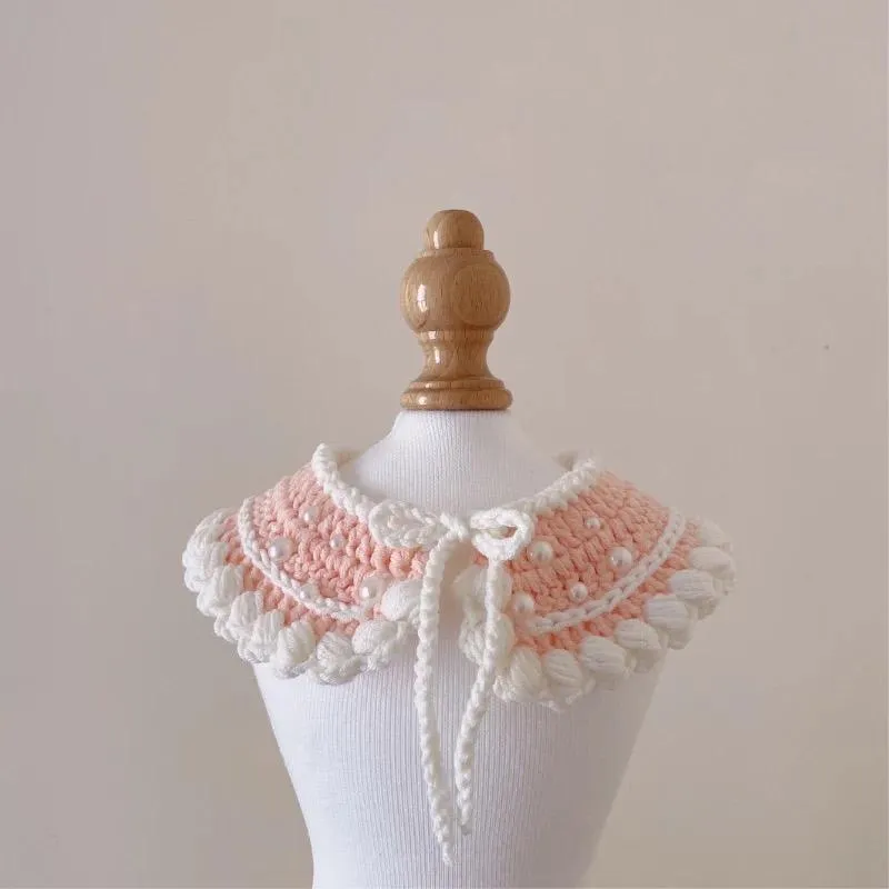 Cat Collars & Leads Pet Sweet Pink Crocheted Collar Cloak With Pearl Scarf Saliva Necklace Dog Hamster Chihuahua Accessory