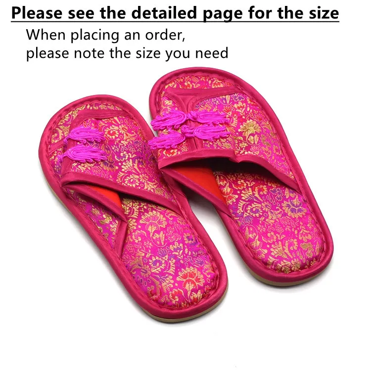 Noeud Chinois Soie Satin Satin Chaussons Domicile Femme En