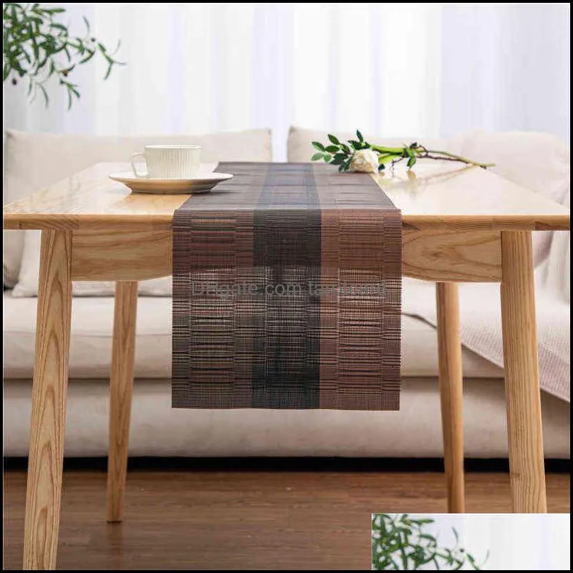 Modern Table Runner For Dining PVC Cover Waterproof Non-slip Grey Black Kitchen Accessories Cloth 30x180cm 220107