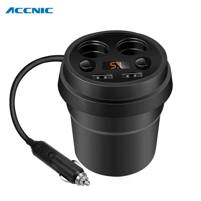 Ładowarka samochodowa 2 USB DC / 5 V 3.1A Cup Gniazdo zasilania Adapter Zapalniczka Zapalniczka Rozdzielacze Mobilne ładowarki z wyświetlaczem LED napięcia