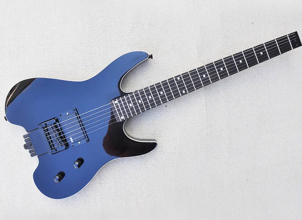 Svart Headless Electric Guitar med Floyd Rose, en EMG-pickup, Rosewood Fretboard, 24 Frets