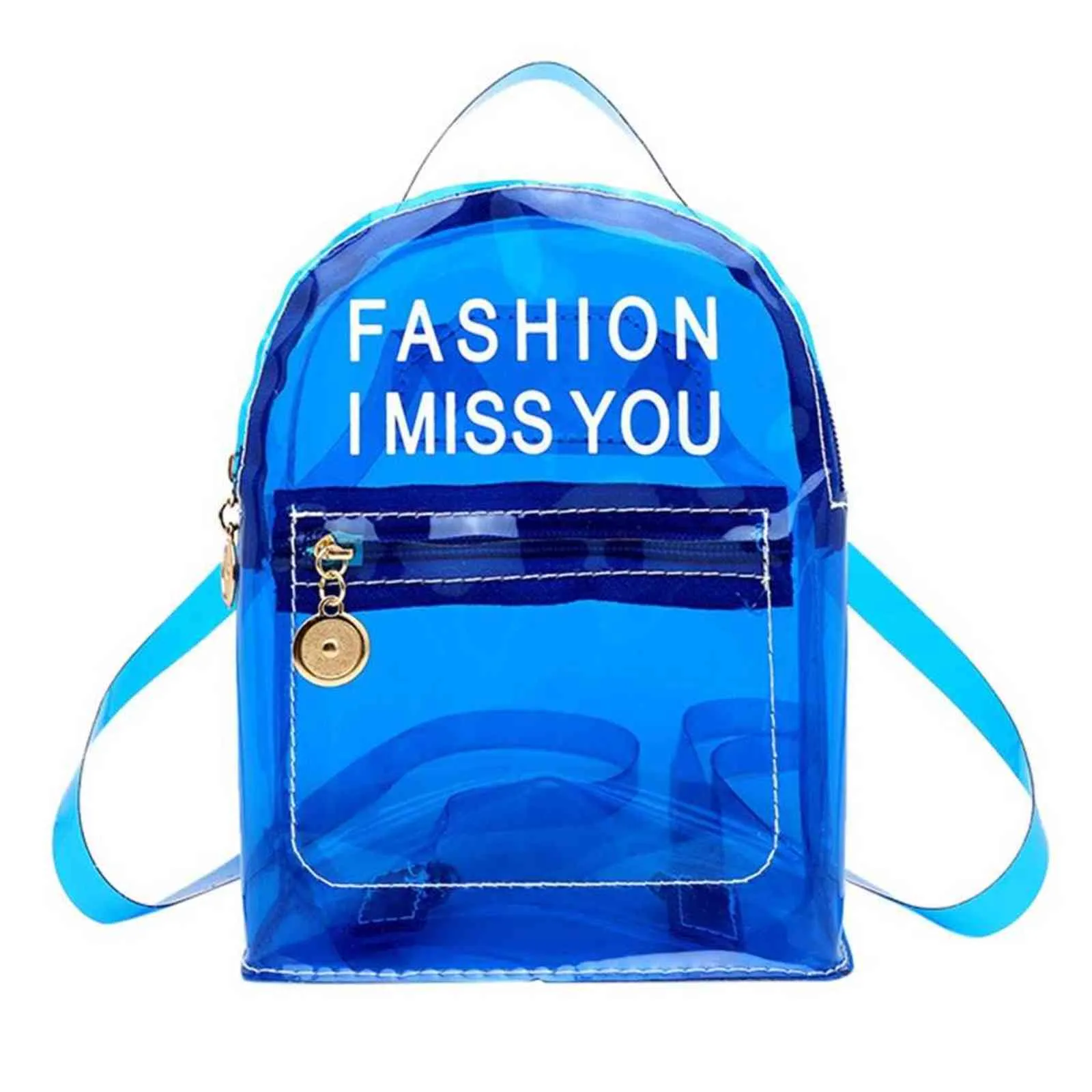 Women Transparent Backpack Mini Small Backpack PVC Clear Jelly Backpacks Letter Print Student Shoulder Bag Outdoor Beach Bags Y1105 From 10 9 DHgate