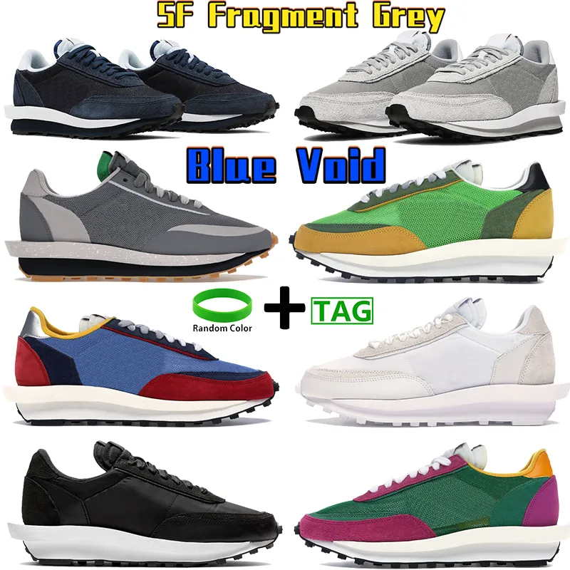 حذاء رياضي للجري xSacai من الوافل للرجال والنساء حذاء رياضي SF جزء رمادي أزرق فارغ أسود أبيض نايلون أخضر متعدد LX معدني فضي
