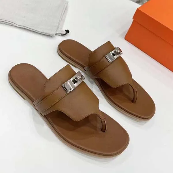 Women Slipper Designer Slippe High Quality Fashion Sandals flat slide casual slippers for ladies Genuine Leather Flip Flops Size 35-44 With box