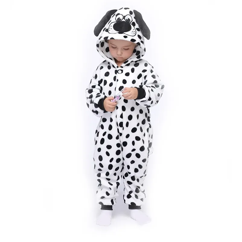 Dalmatier Kids Kigurumis Onesie Pyjamas Sleepwear Cartoon Puppy Dog Girl Boy Party Homewear Jumpsuits Barn Kostym Kläder 211130