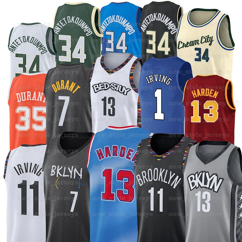 7 Kevin 11 Kyrie 34 Giannis Irving Antetokounmpo Durant 13 Harden NCAA Hommes Basketball Maillots