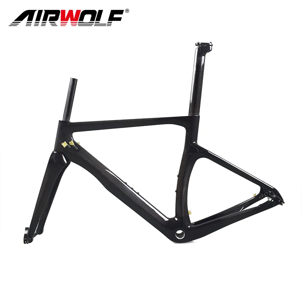 Cadres de vélos de route en fibre de carbone Airwolf cadre de vélo de course sur piste cadres de vélo XS/S/M/L/XL taille 700*25C frein à disque BSA fit groupe mécanique Di2