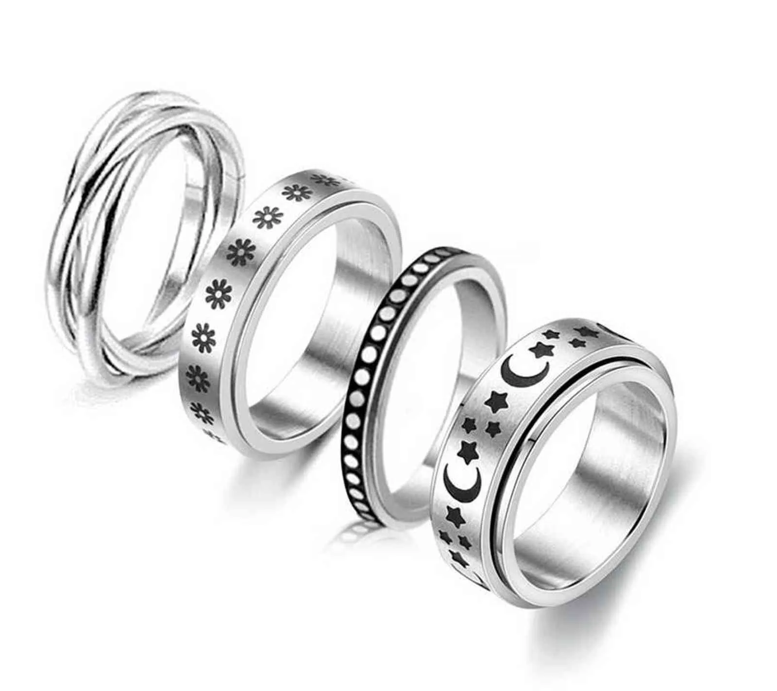Spinner Rings for Anxiety Stainless Steel Fidget Ring for Women