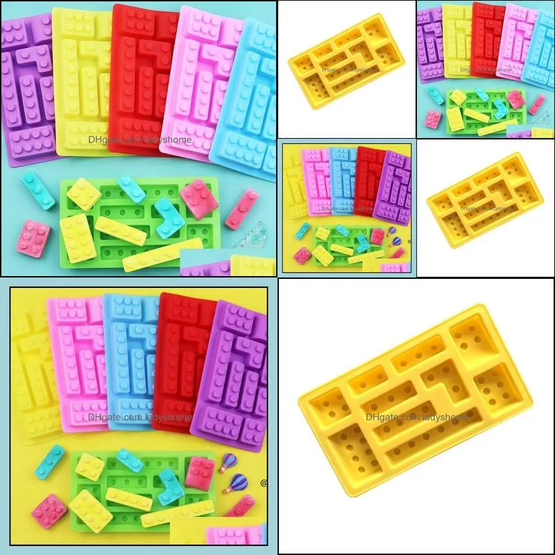 10 Holes Brick Blocks Shaped Cake Moulds Delicate Rectangular DIY Chocolate Silicone Mold Ice Cube Tray Cakes Tools Fondant Molds