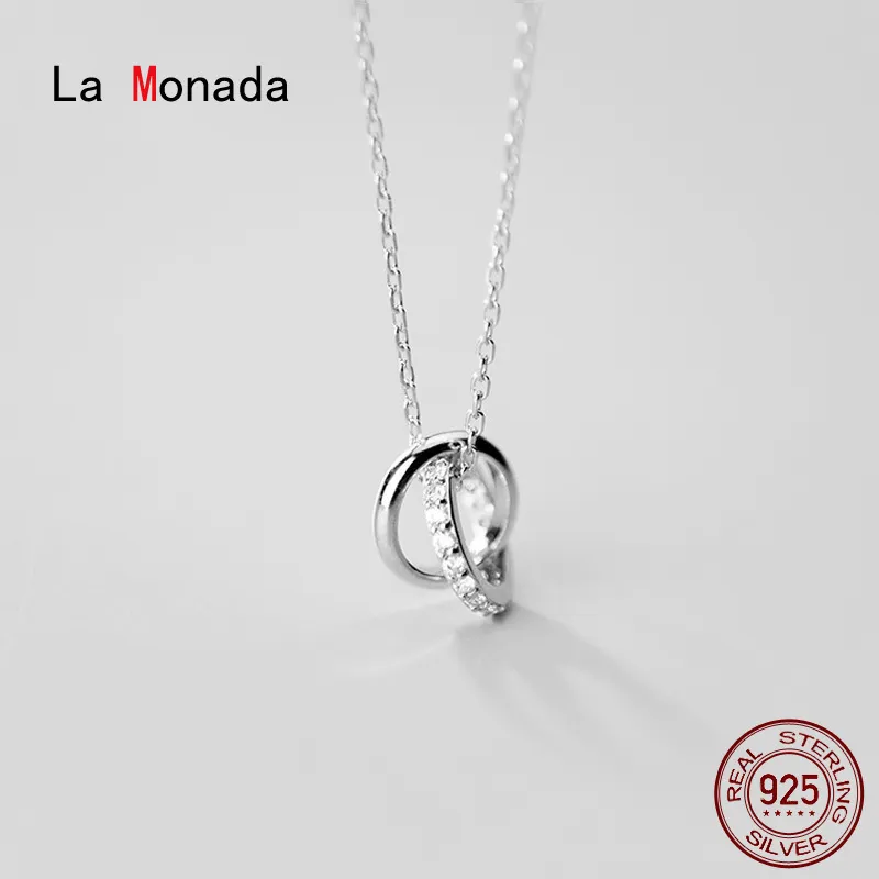 La Monada Kvinnors halsband Cirkel 925 Silver Kedjor Kvinna på nacken Minimalistiska fina smycken för kvinnor halsband Silver Girls Q0531