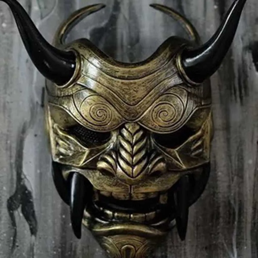Maschera Samurai Oni A Metà Viso Stile Hannya Giapponese, Per Halloween, Cosplay E Feste, Dettagli Realistici, Vestibilità Universale Adulti