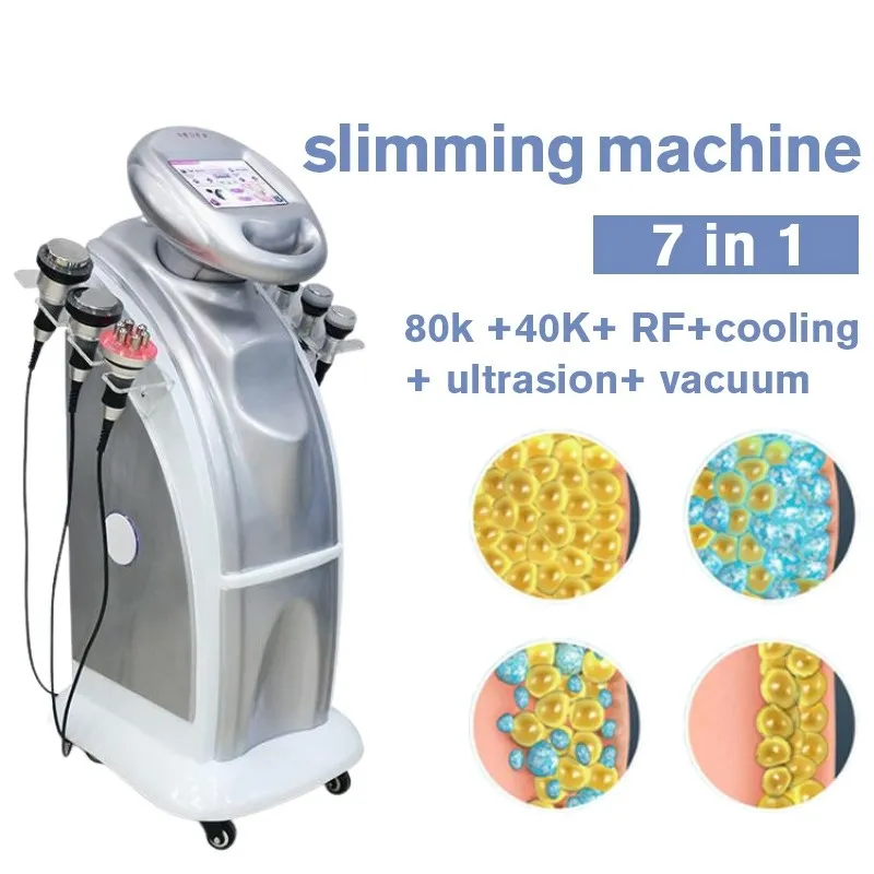 7in1 80K Weight Reduce Removal Cellulite Reduces Ultrasonic Vacuum Cavitation RF Radio Frequency Slimming Cellulite Beauty Machine