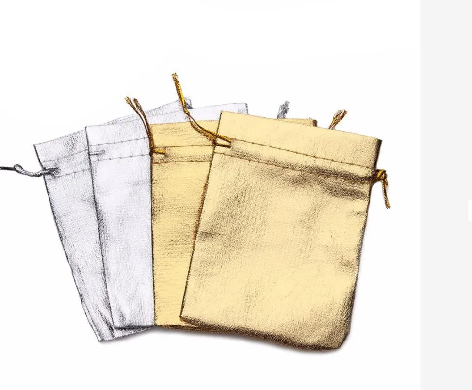 ゴールドトーンサテンオーガンザ結婚式の好意党キャンディーギフトバッグポーチ巾着5x7cm、7x9cm、9x12cm、10x12cm、10x15cm、11x16cm、13x18cm